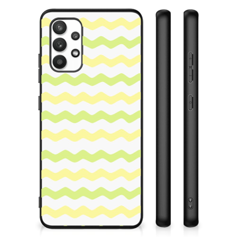 Samsung Galaxy A32 4G | A32 5G Enterprise Editie Back Case Waves Yellow design waves aanzicht