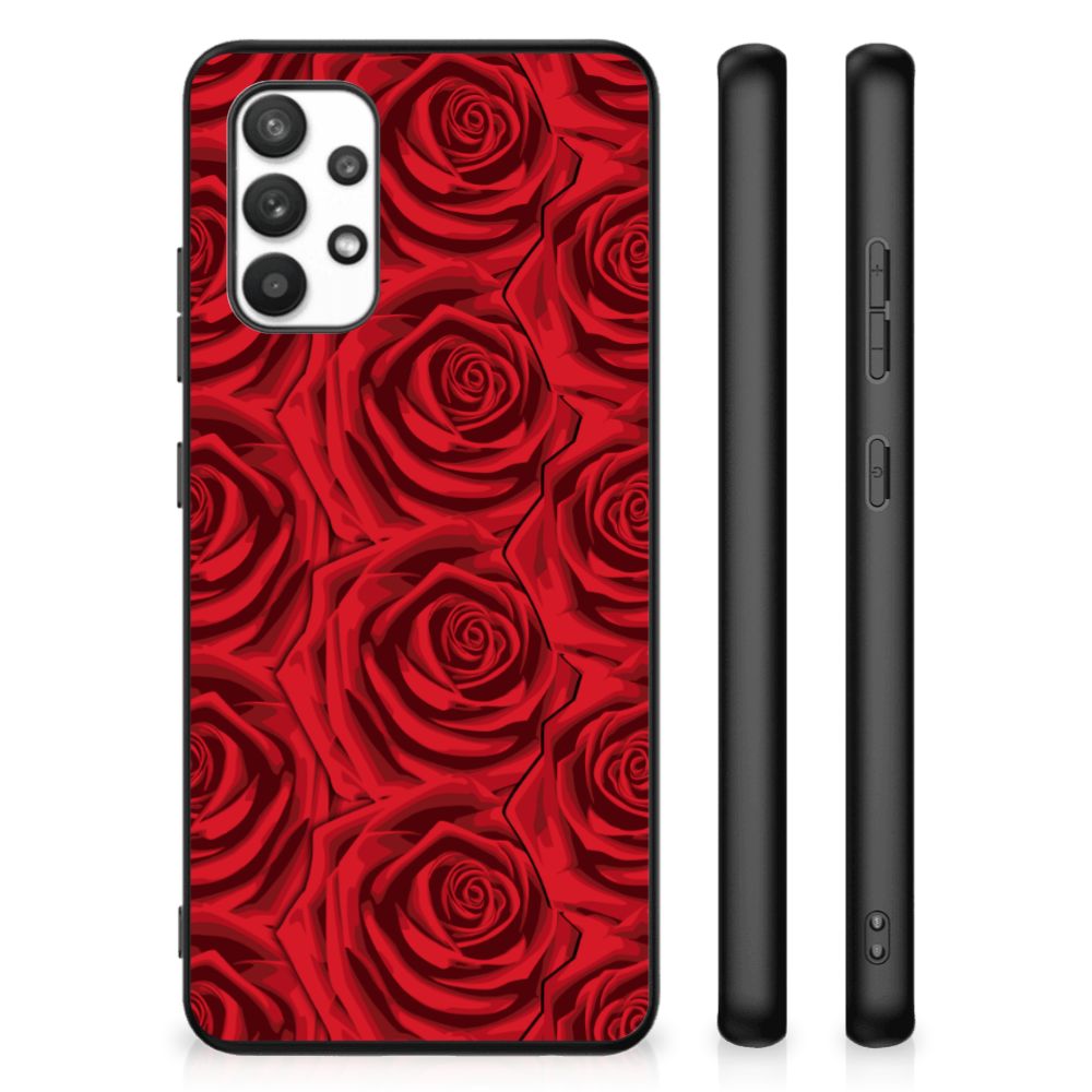 Samsung Galaxy A32 4G A32 5G Enterprise Editie Bloemen Hoesje Red Roses achterkant zijaanzicht