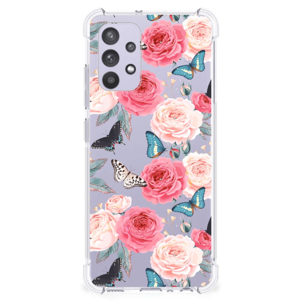 Samsung Galaxy A32 4G | A32 5G Enterprise Editie Case Butterfly Roses achteraanzicht
