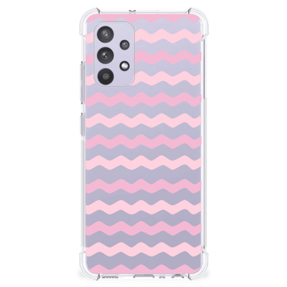 Samsung Galaxy A32 4G | A32 5G Enterprise Editie Doorzichtige Silicone Hoesje Waves Roze achterkant