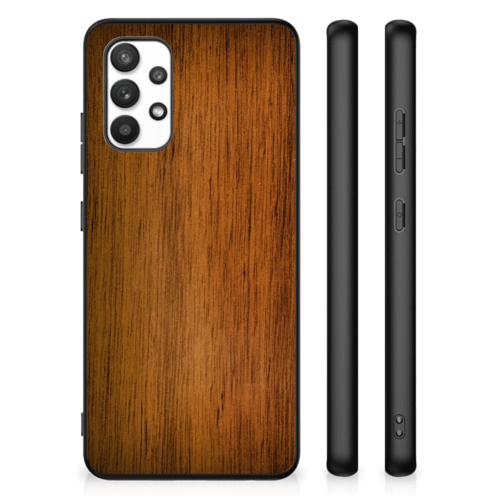 Samsung Galaxy A32 4G | A32 5G Enterprise Editie Houten Print Telefoonhoesje Donker Hout B2C Telecom