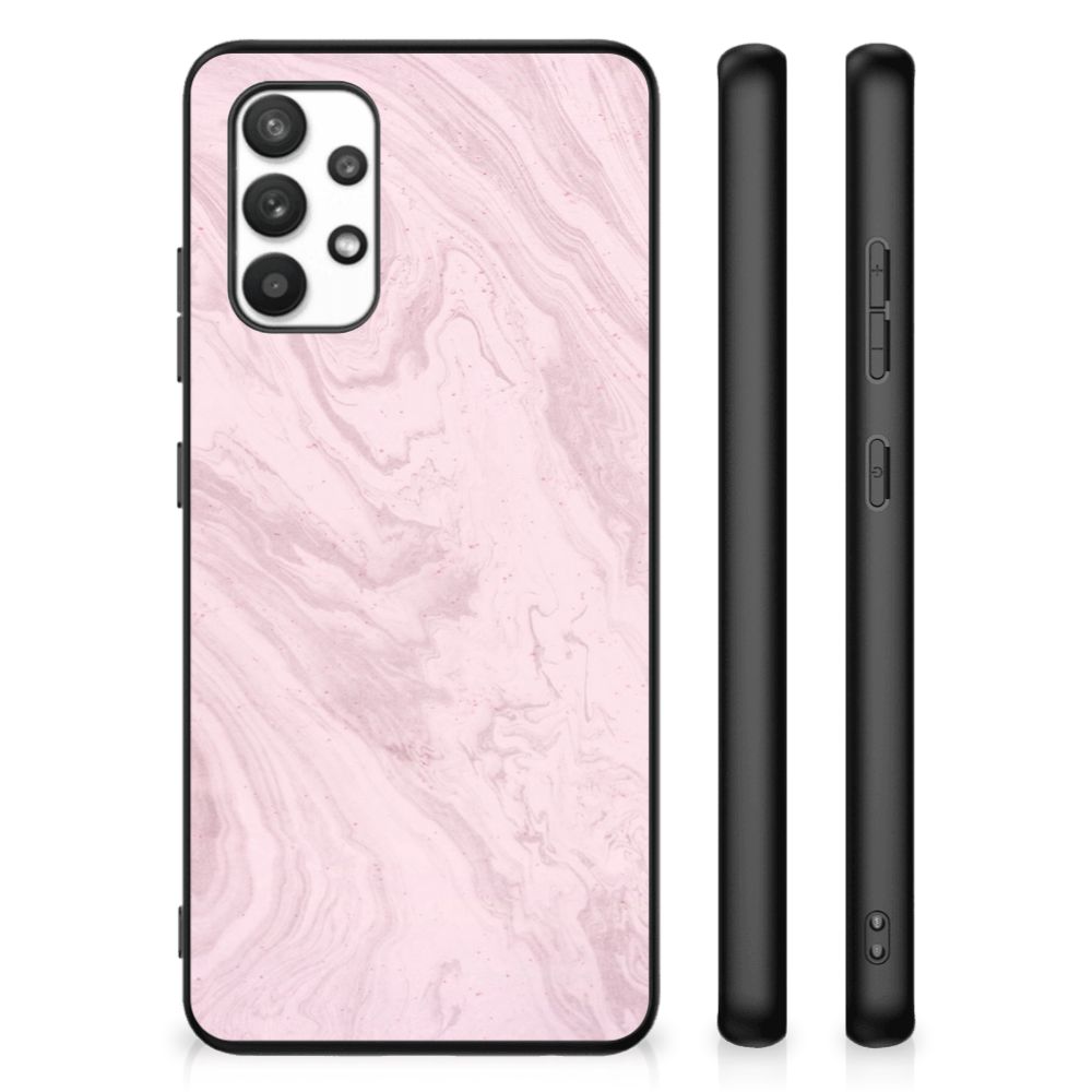 Samsung Galaxy A32 4G | A32 5G Enterprise Editie Marmeren Print Telefoonhoesje Marble Pink design marmer voorkant zijkanten