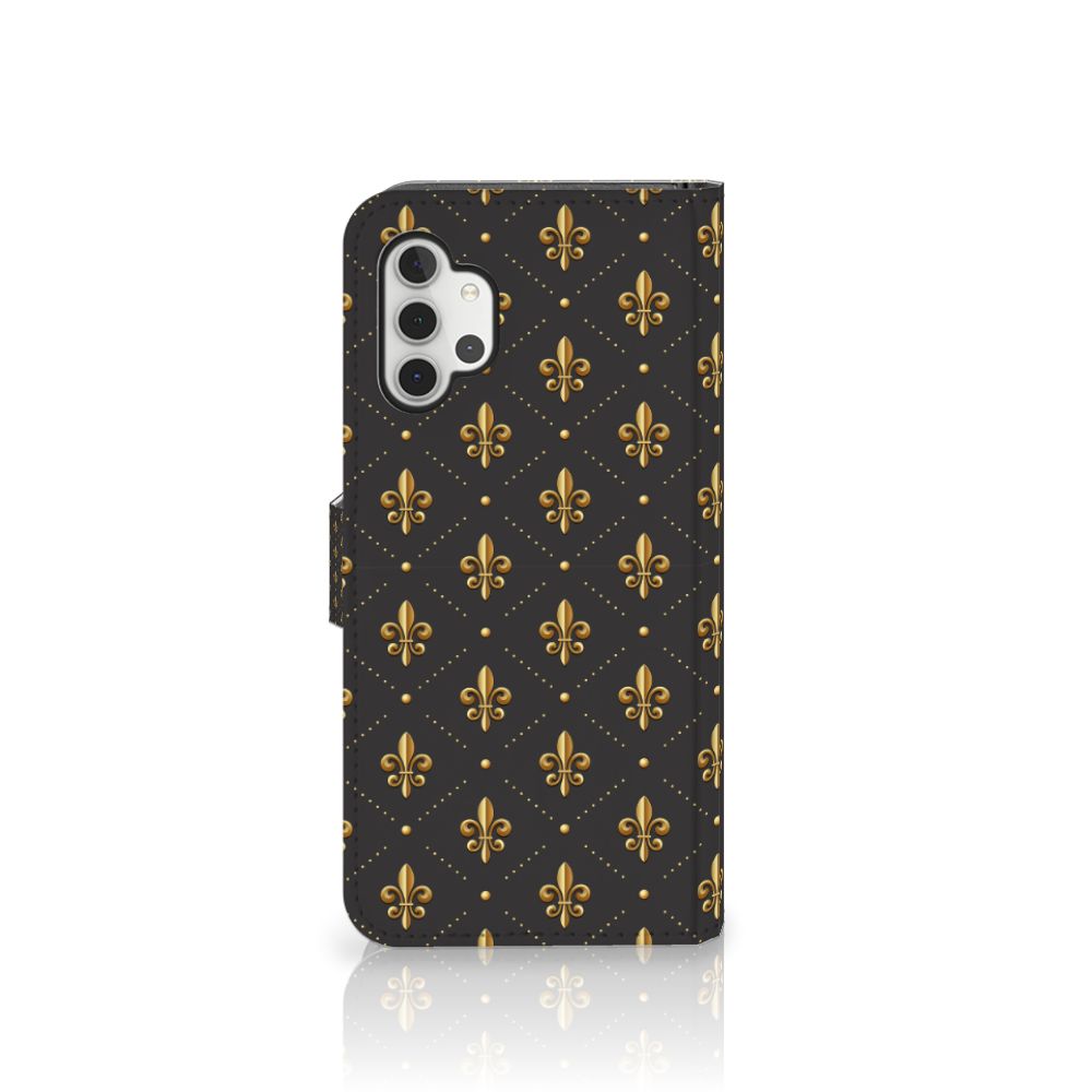 Samsung Galaxy A32 5G Telefoon Hoesje Franse Lelie telefoonhoesje Franse lelie zwart aanzicht