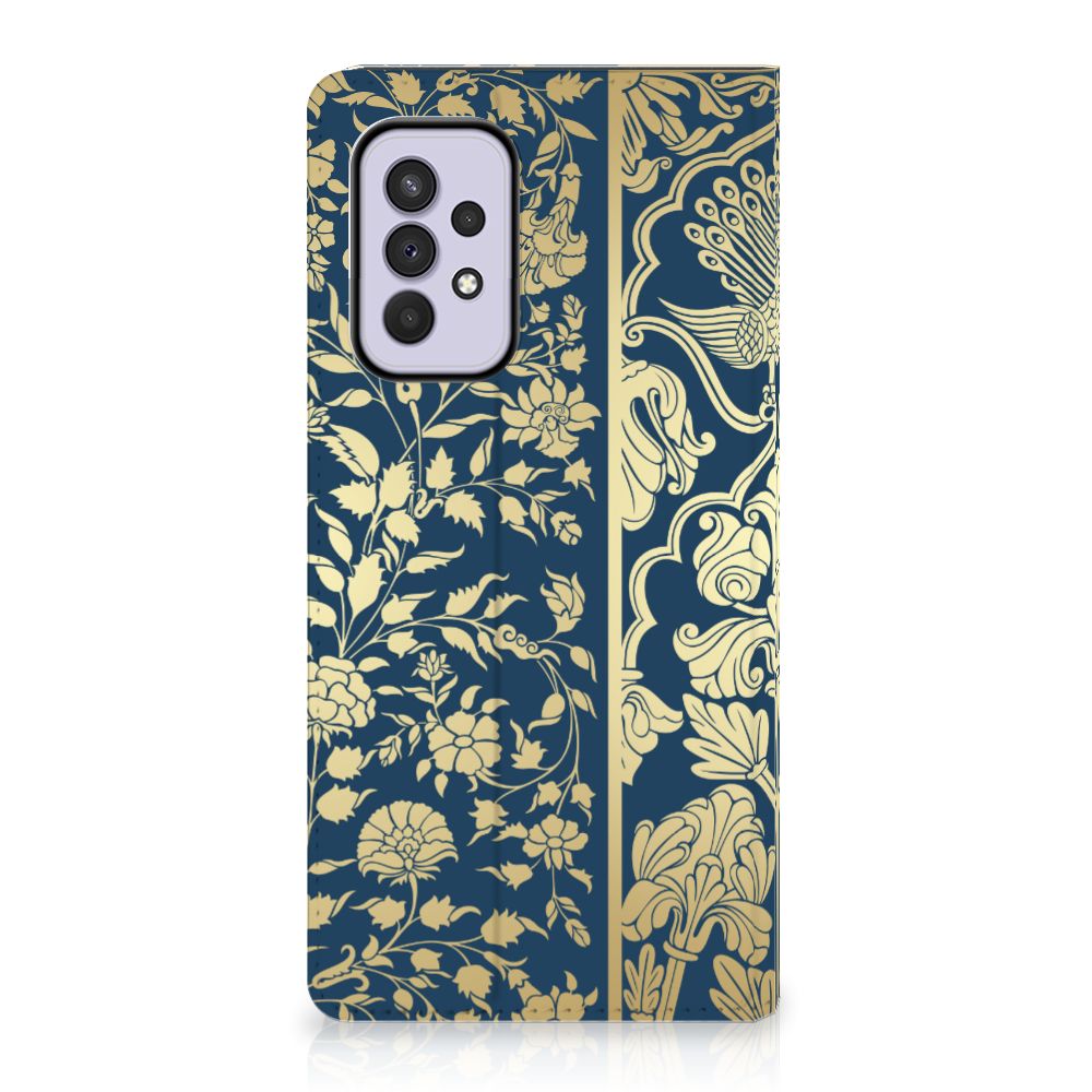 Samsung Galaxy A33 5G Smart Cover Beige Flowers hoesje design beige bloemen aanzicht
