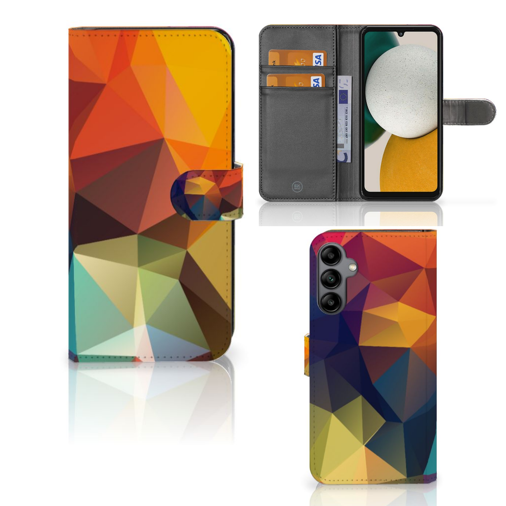 Samsung Galaxy A34 Book Case Polygon Color book case kleurrijk design voorkant achterkant