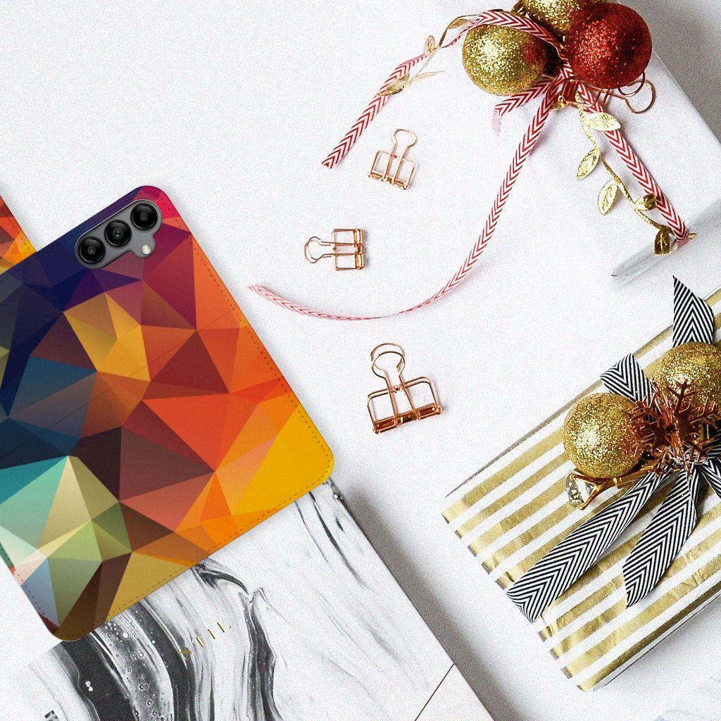 Samsung Galaxy A34 Book Case Polygon Color boek hoes geometrisch design kleurrijk