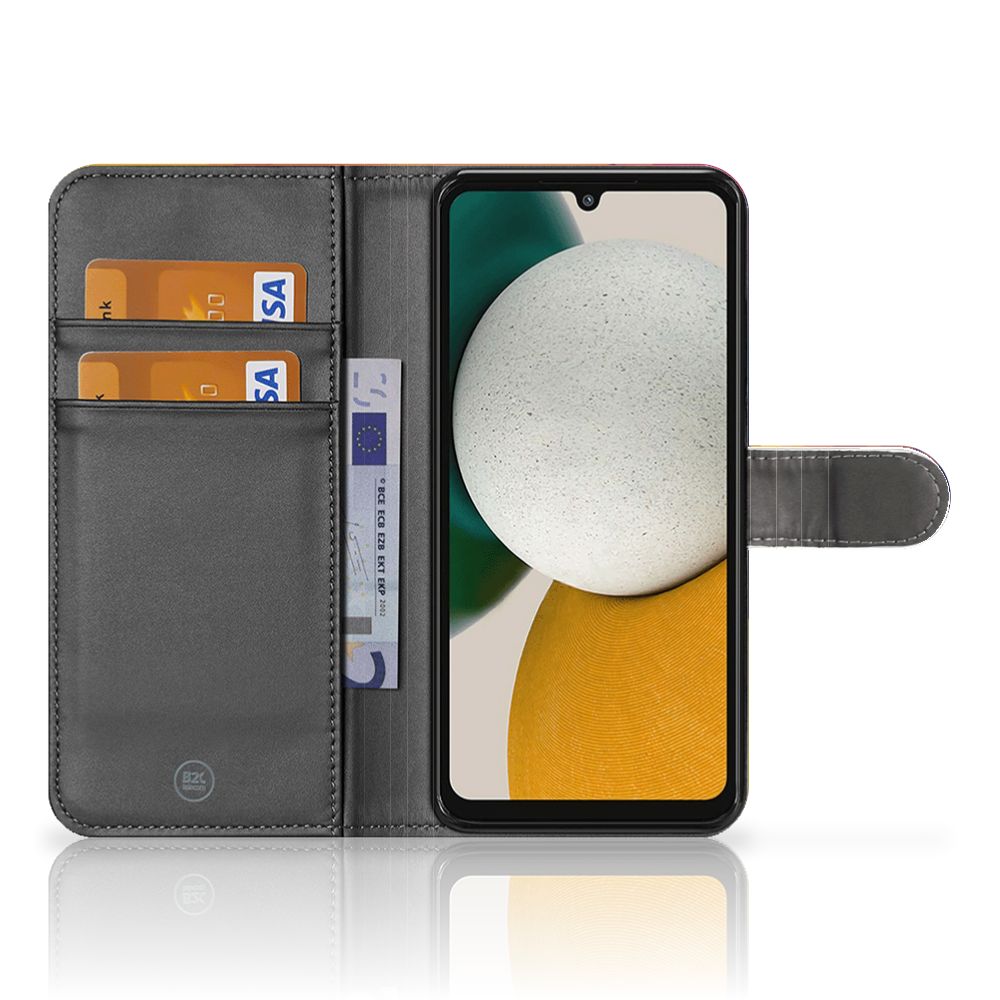 Samsung Galaxy A34 Book Case Polygon Color bookcase frontzijde met pasjes en scherm zichtbaar