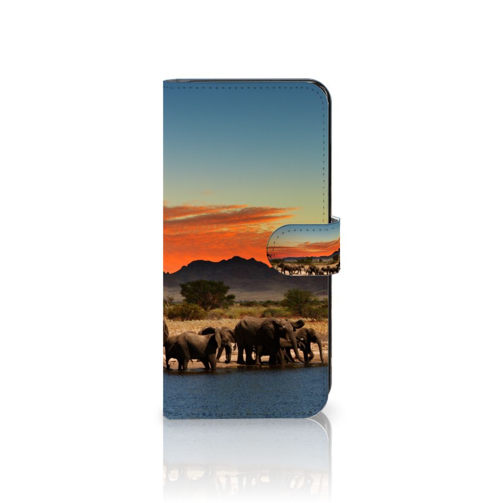 Samsung Galaxy A34 Telefoonhoesje met Pasjes Olifanten design olifanten aanzicht