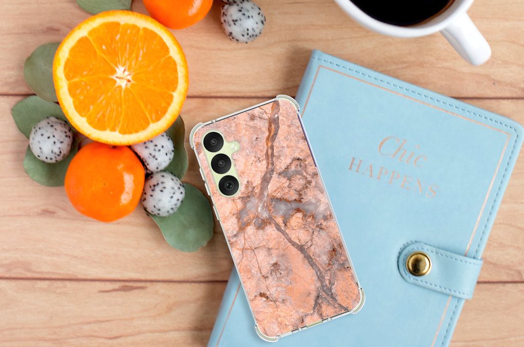 Samsung Galaxy A35 Anti-Shock Hoesje Marmer Oranje B2C Telecom
