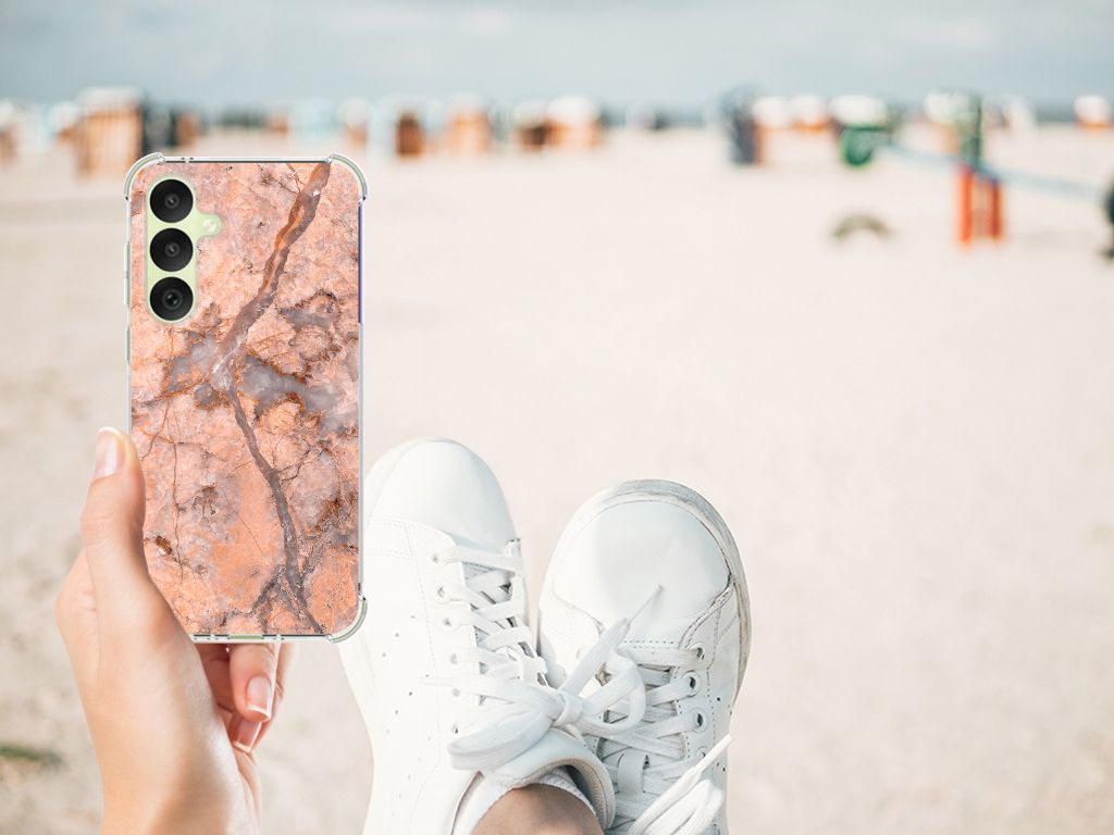 Samsung Galaxy A35 Anti-Shock Hoesje Marmer Oranje B2C Telecom
