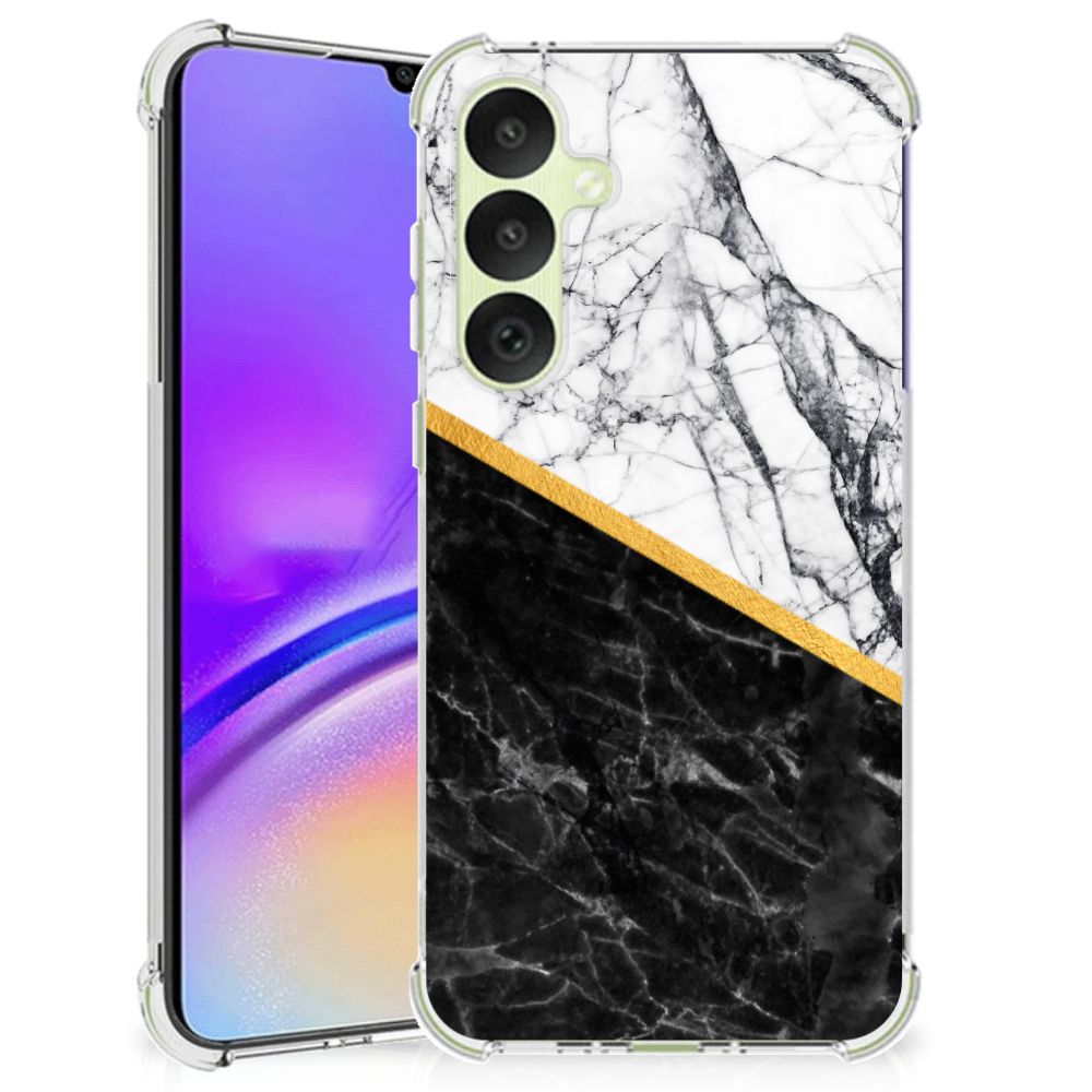 Samsung Galaxy A35 Anti-Shock Hoesje Marmer Wit Zwart - Origineel Cadeau Man B2C Telecom