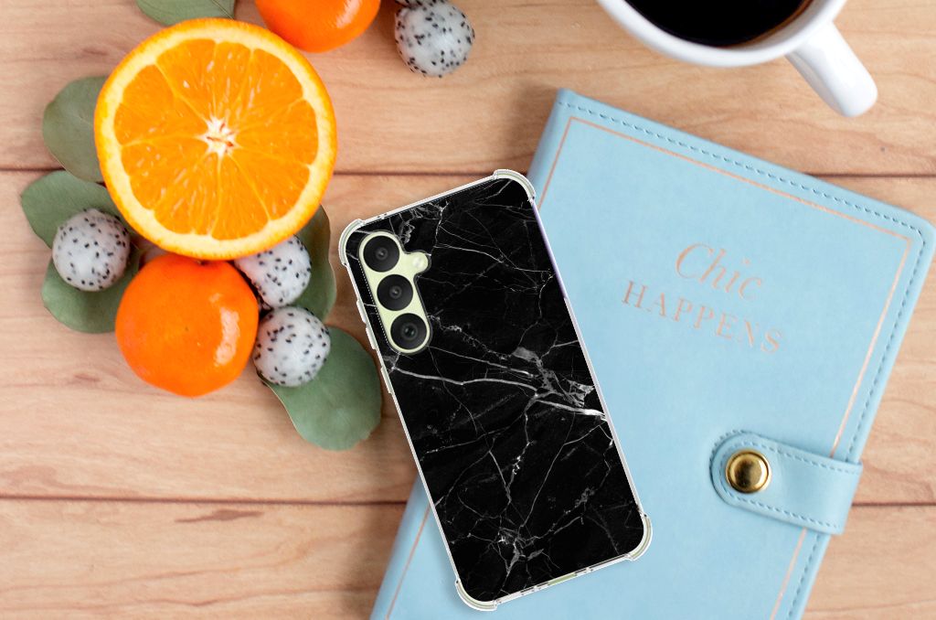 Samsung Galaxy A35 Anti-Shock Hoesje Marmer Zwart - Origineel Cadeau Vader B2C Telecom