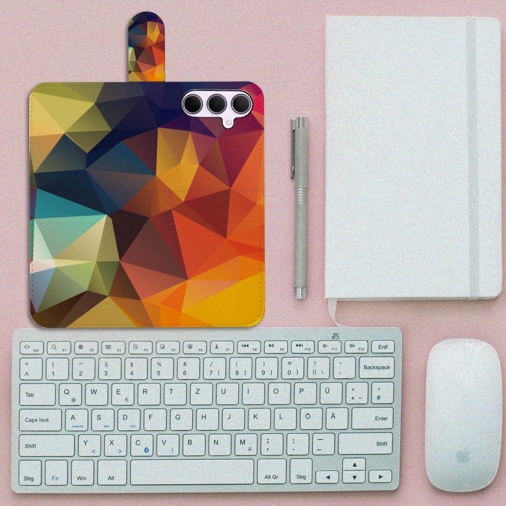 Samsung Galaxy A35 Book Case Polygon Color design kunstzinnig aanzicht