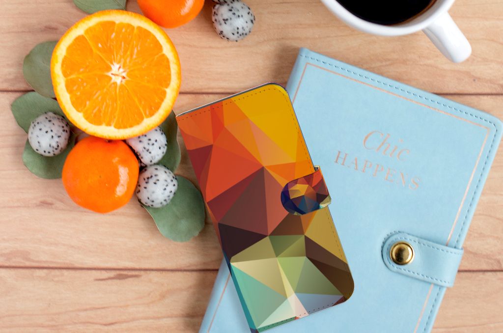 Samsung Galaxy A35 Book Case Polygon Color design kleurfull aanzicht