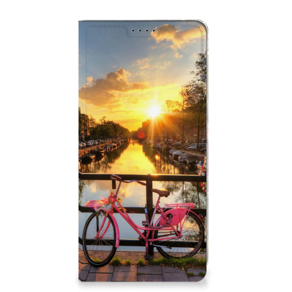Samsung Galaxy A35 Book Cover Amsterdamse Grachten fiets zonsondergang gracht Amsterdam