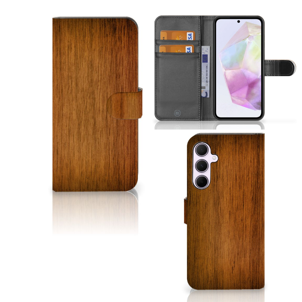 Samsung Galaxy A35 Book Style Case Donker Hout