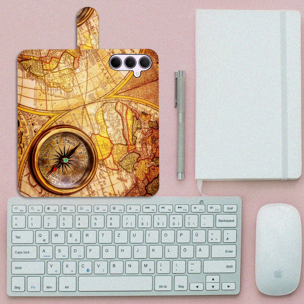 Samsung Galaxy A35 Flip Cover Kompas ontwerp kompas cartografie