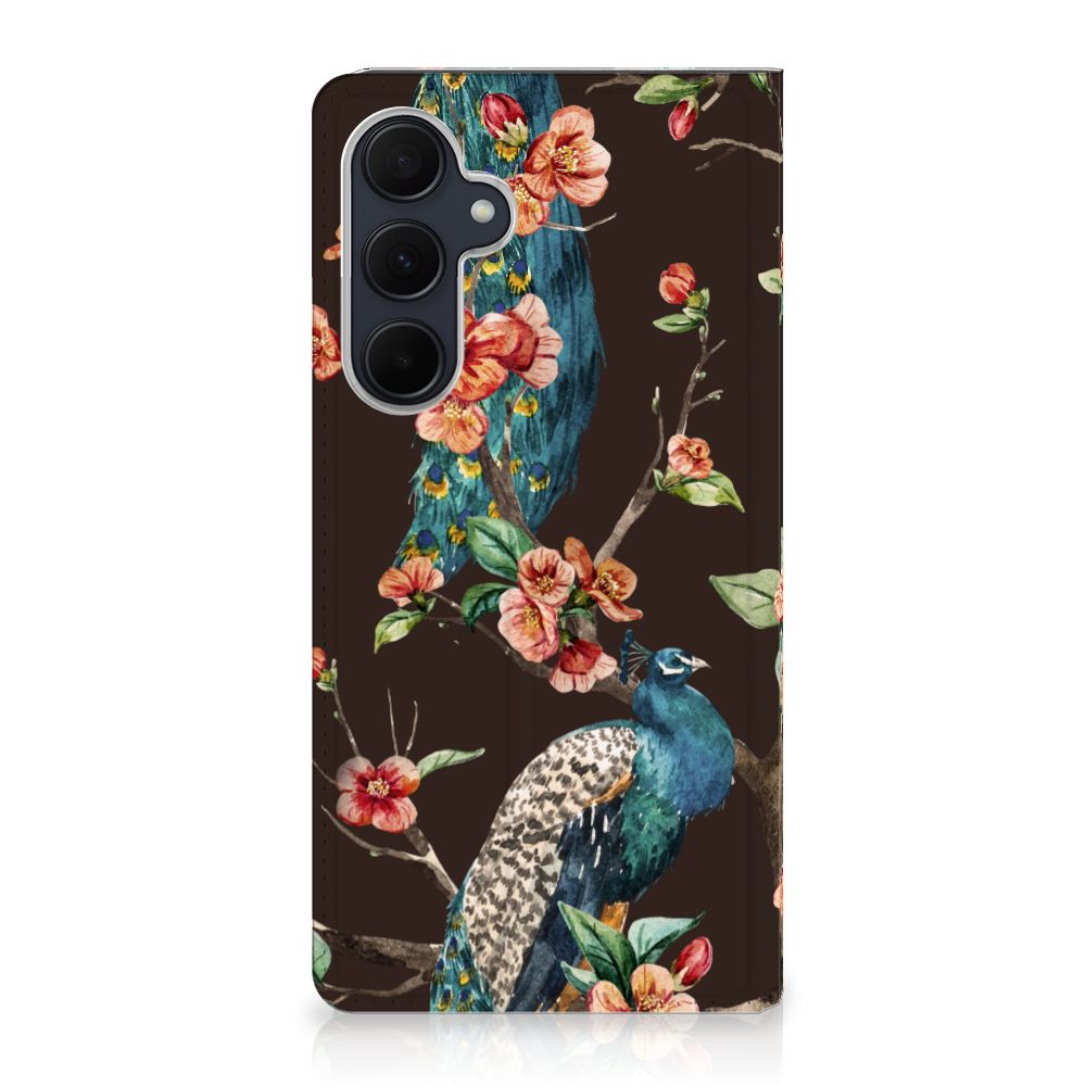 Samsung Galaxy A35 Hoesje maken Pauw met Bloemen design pauw met bloemen aanzicht