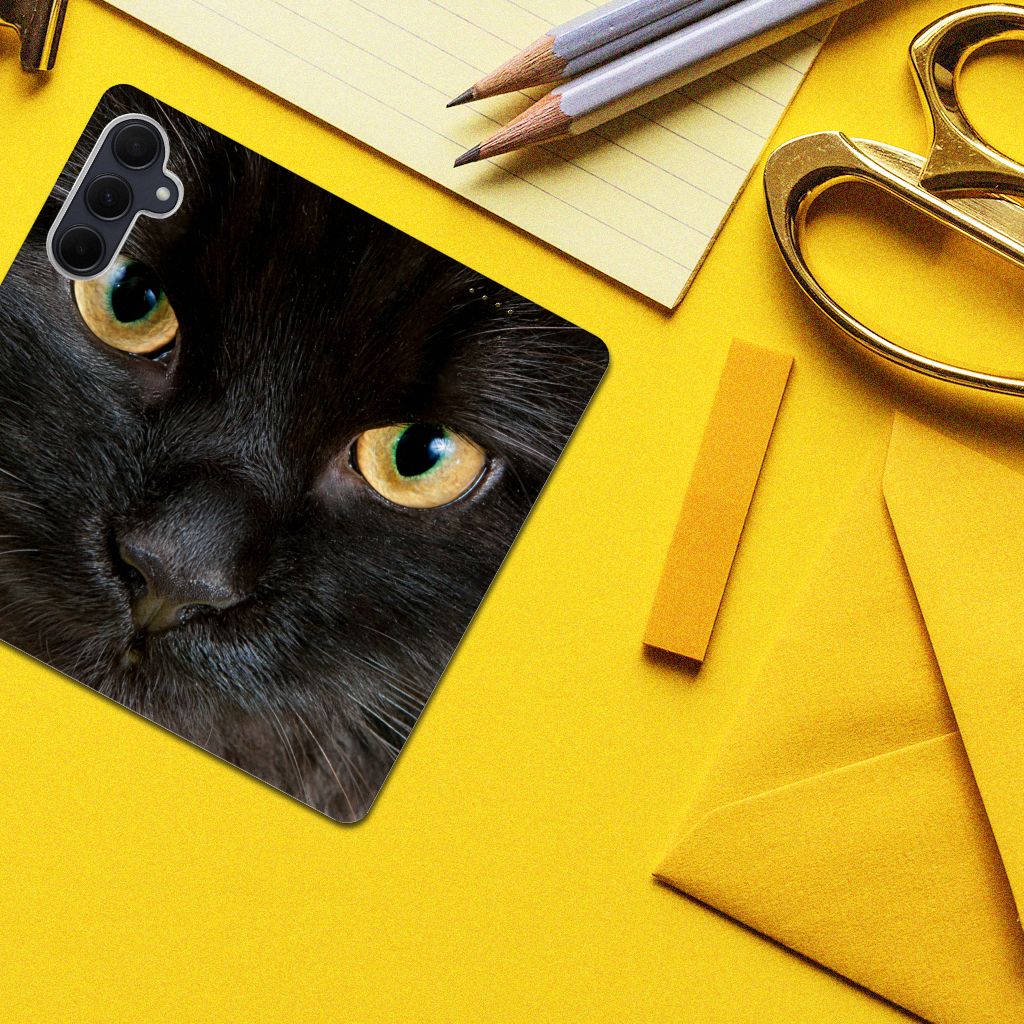 Samsung Galaxy A35 Hoesje maken Zwarte Kat design zwarte kat aanzicht