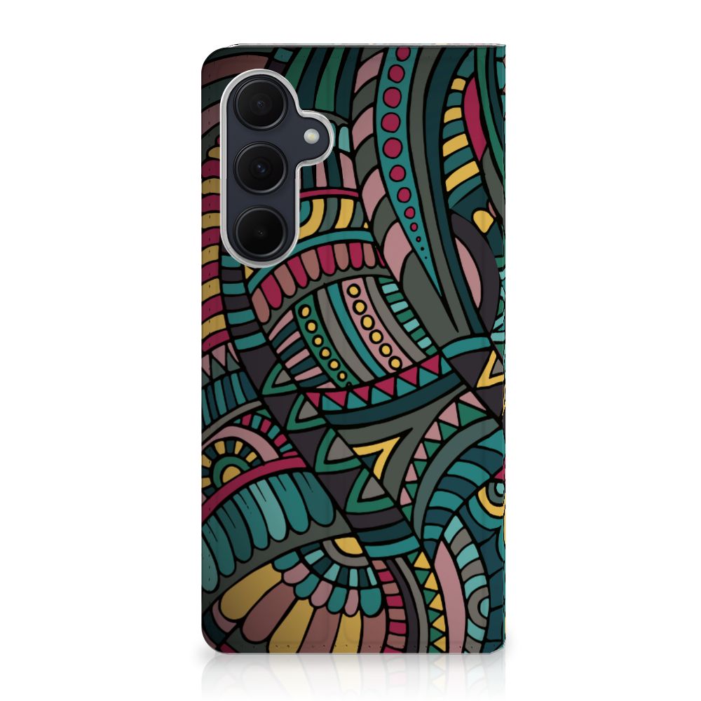 Samsung Galaxy A35 Hoesje met Magneet Aztec in kleurrijk retro design voor bescherming en uitstraling 🌈
