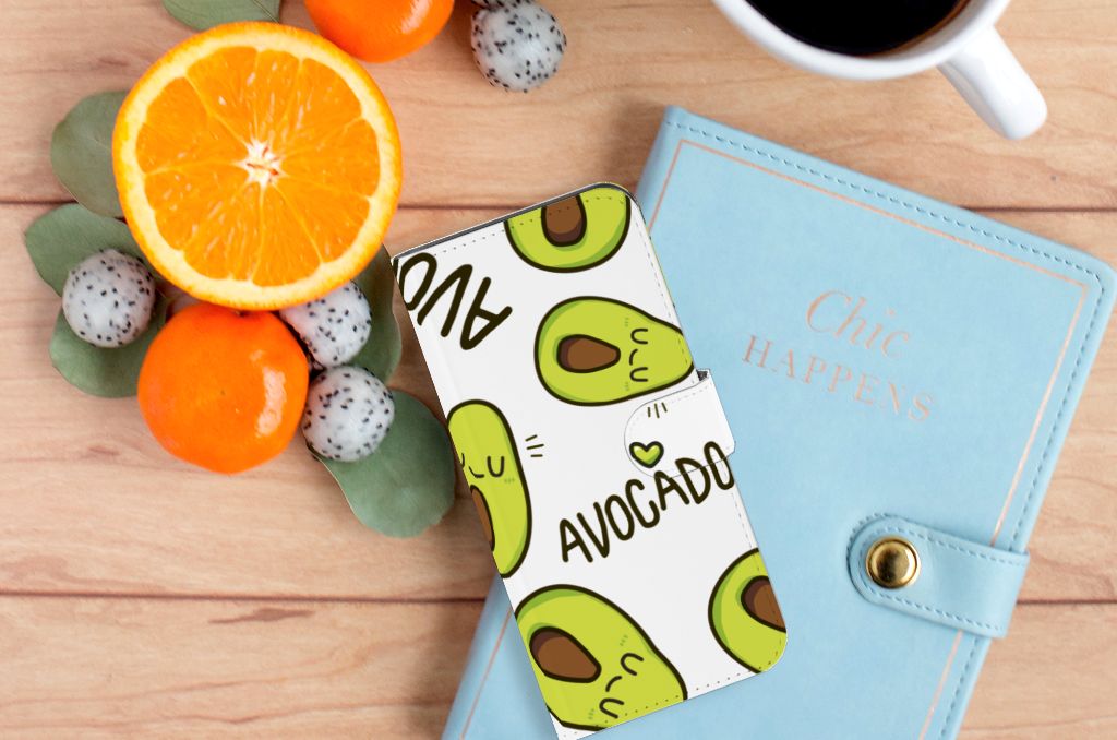 Samsung Galaxy A35 Leuk Hoesje Avocado Singing telefoonhoesje avocado design bovenaanzicht