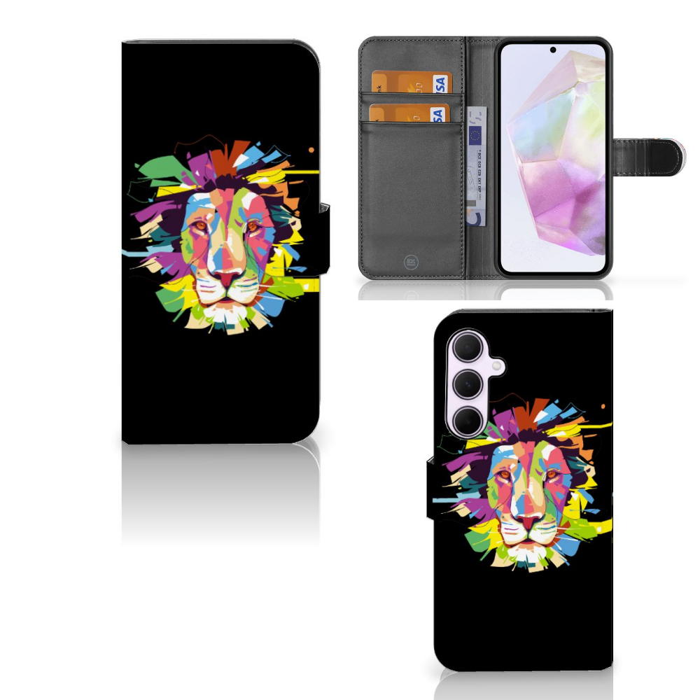 Samsung Galaxy A35 Leuk Hoesje Lion Color telefoonhoesje design lion color aanzicht