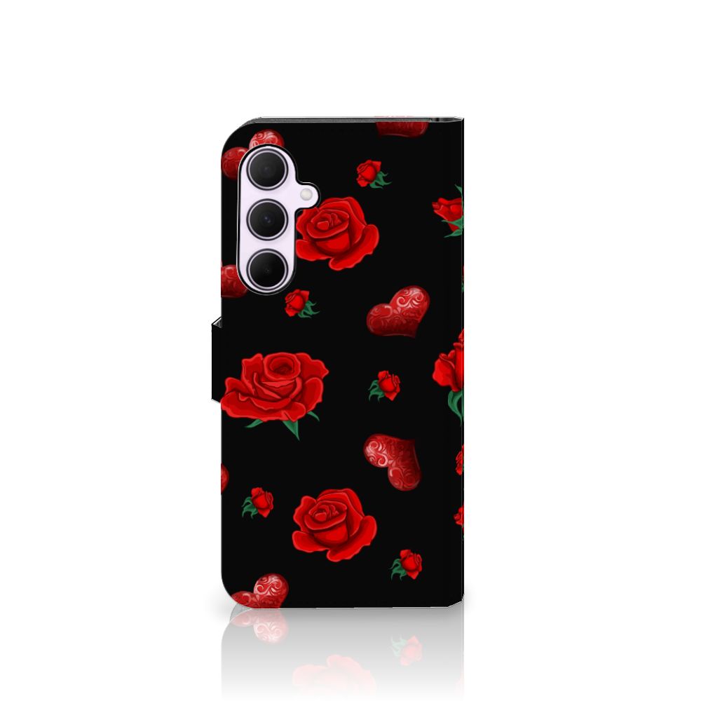 Samsung Galaxy A35 Leuk Hoesje Valentine bookcase bloemen design zijde