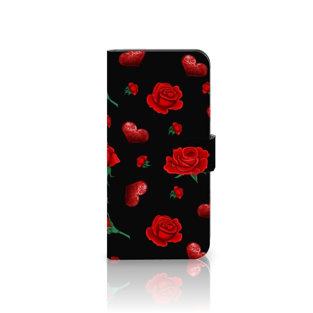 Samsung Galaxy A35 Leuk Hoesje Valentine boekhoes rood hartjes bloemen
