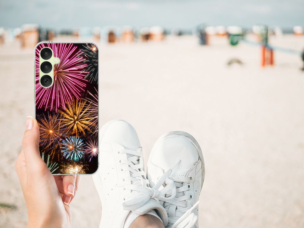 Samsung Galaxy A35 Silicone Back Cover Vuurwerk vuurwerk design hand strand