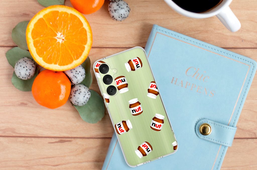Samsung Galaxy A35 Siliconen Case Nut Jar design bovenkant transparant