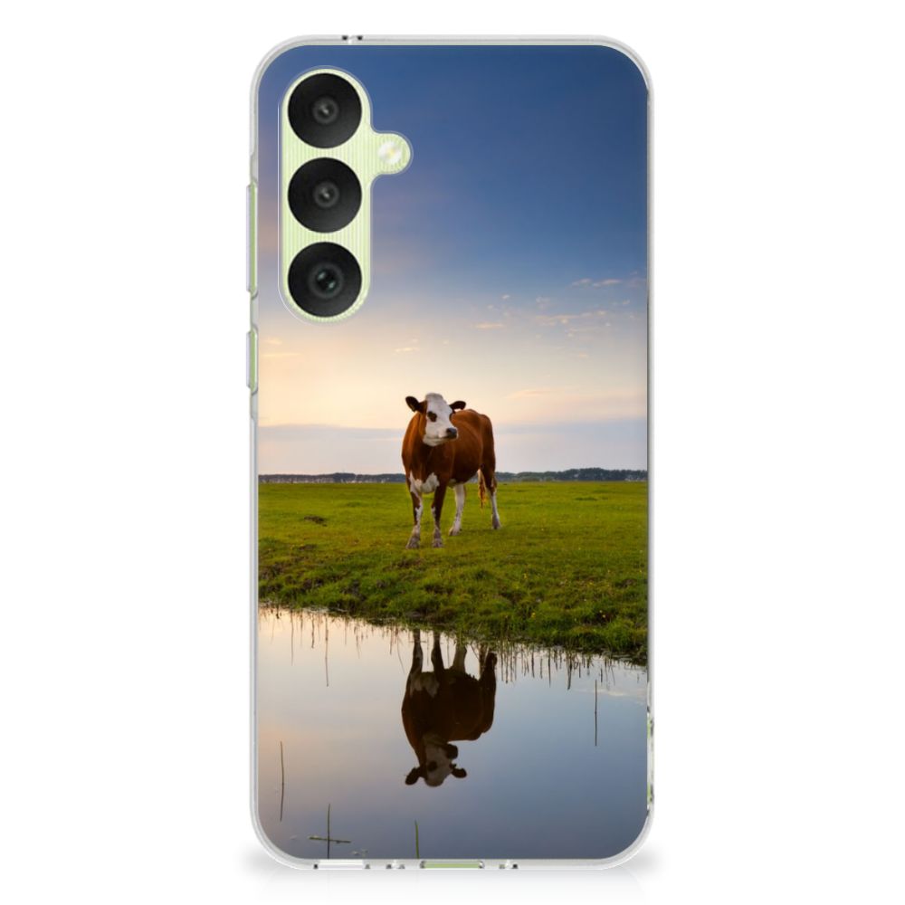 Samsung Galaxy A35 TPU Hoesje Koe koe ondergang zon landschap reflectie