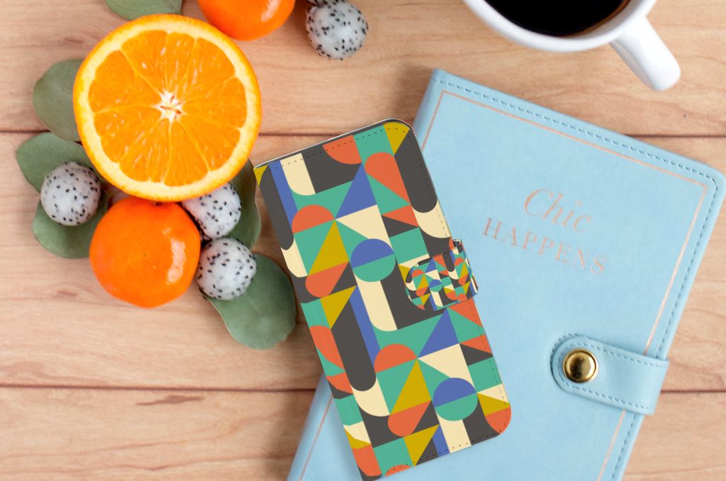 Samsung Galaxy A35 Telefoon Hoesje Funky Retro telefoonhoesje retro design bovenaanzicht