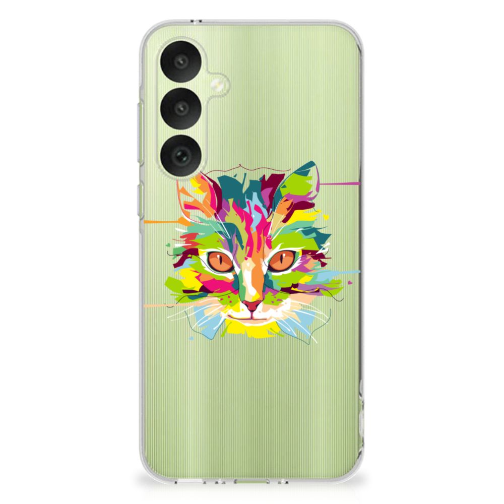Samsung Galaxy A35 Telefoonhoesje met Naam Cat Color kat ontwerp achterzijde