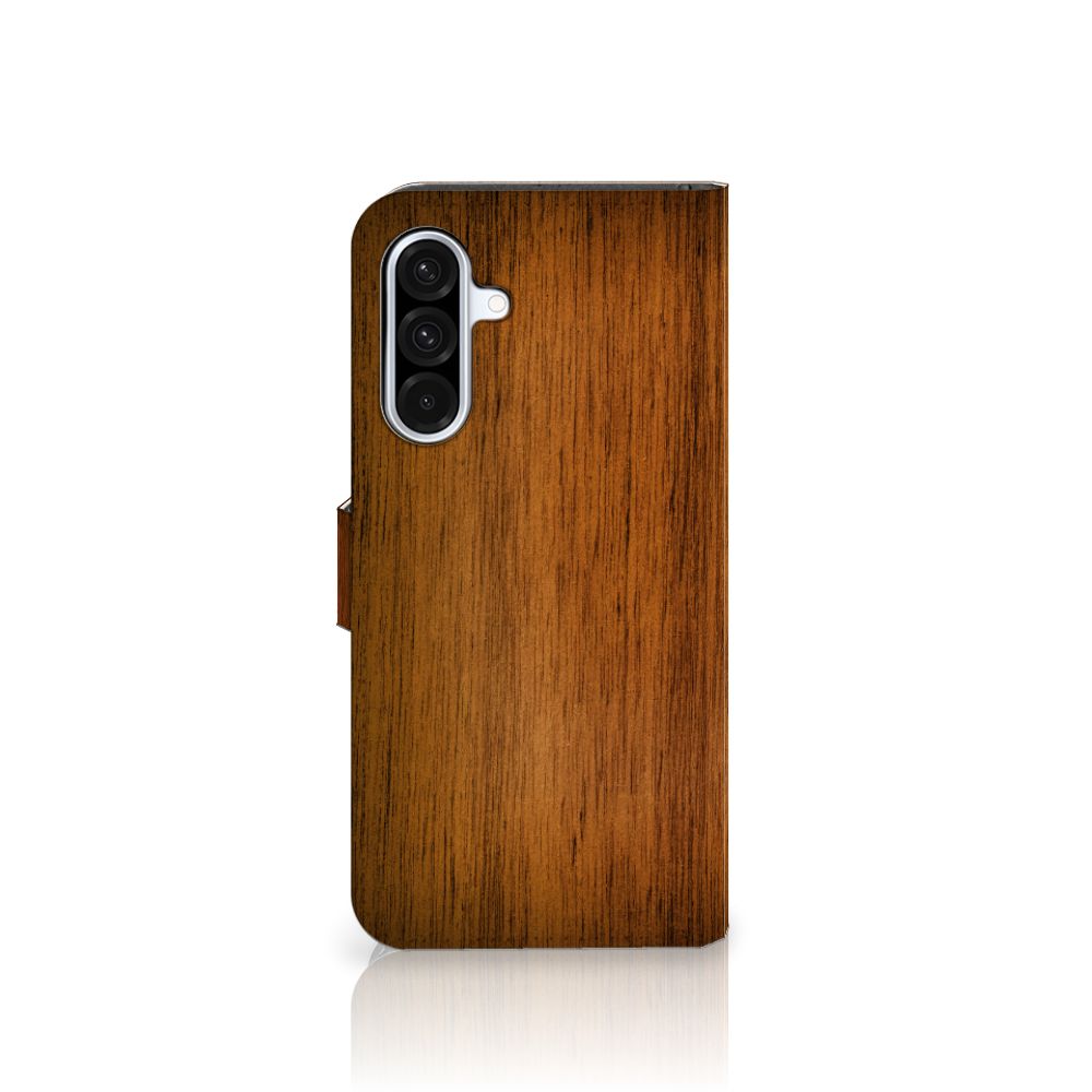 Samsung Galaxy A36 Book Style Case Donker Hout book style case houtprint achteraanzicht