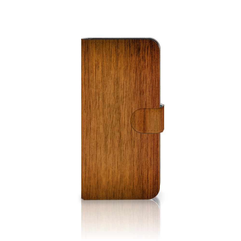 Samsung Galaxy A36 Book Style Case Donker Hout boekhoes houtprint zijkant