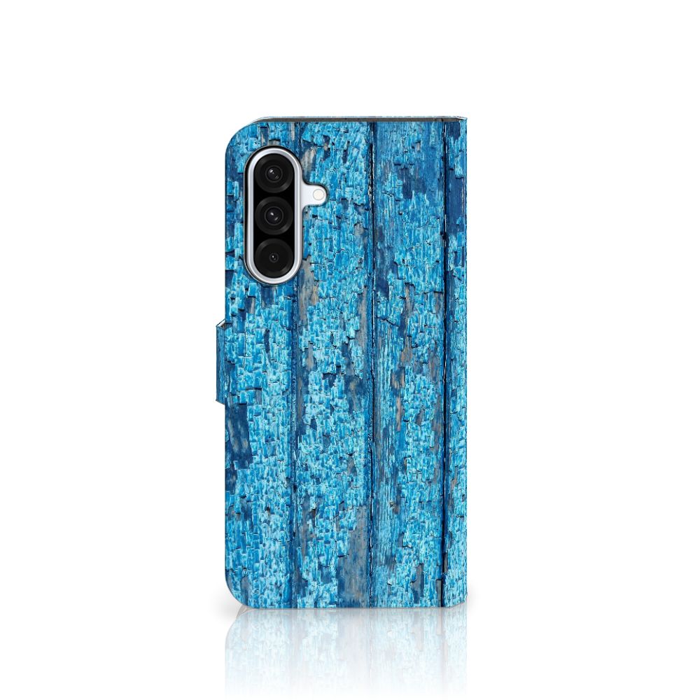 Samsung Galaxy A36 Book Style Case Wood Blue boekhoesje blauw hout aanzicht