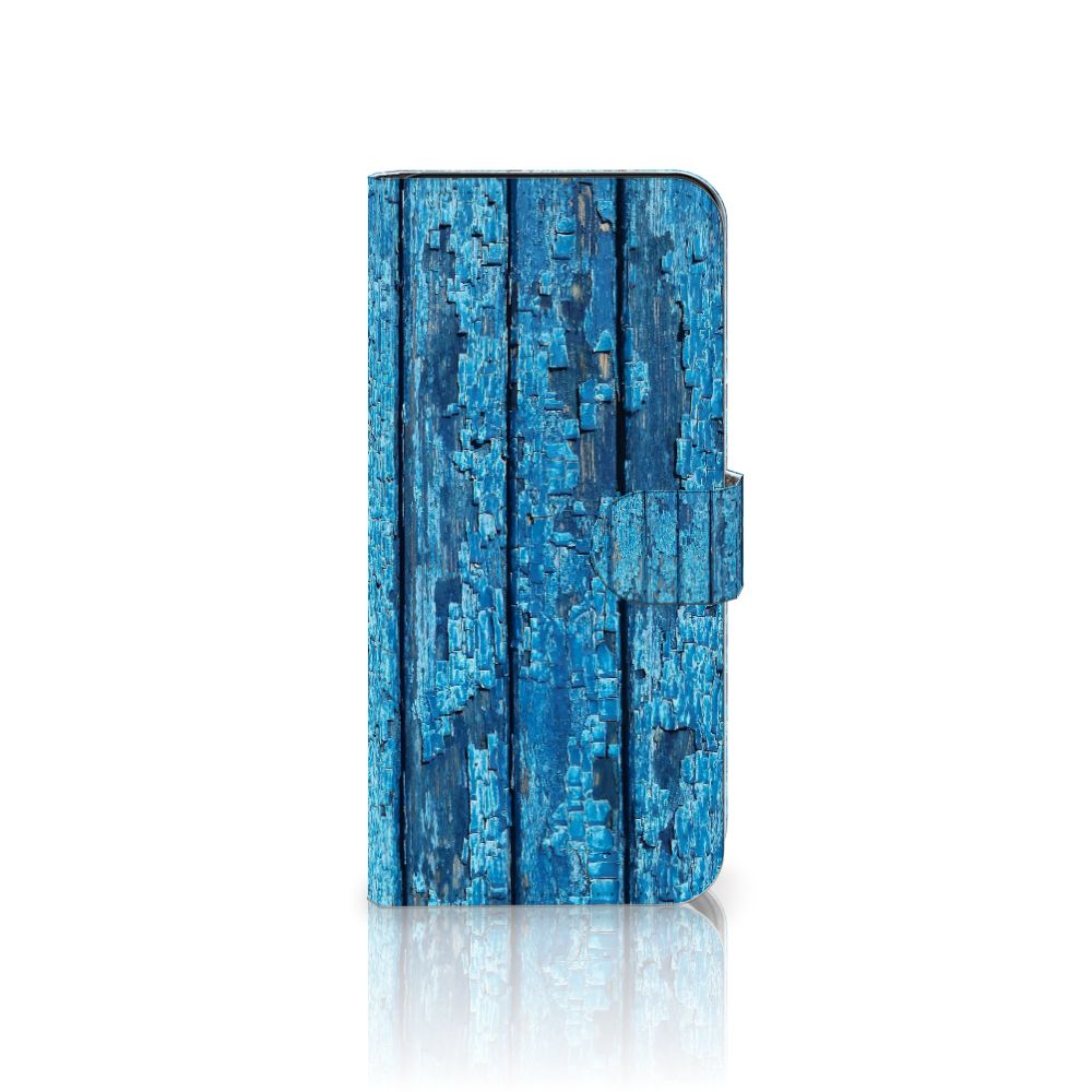 Samsung Galaxy A36 Book Style Case Wood Blue boekhoesje blauw afgebladderd hout voorkant