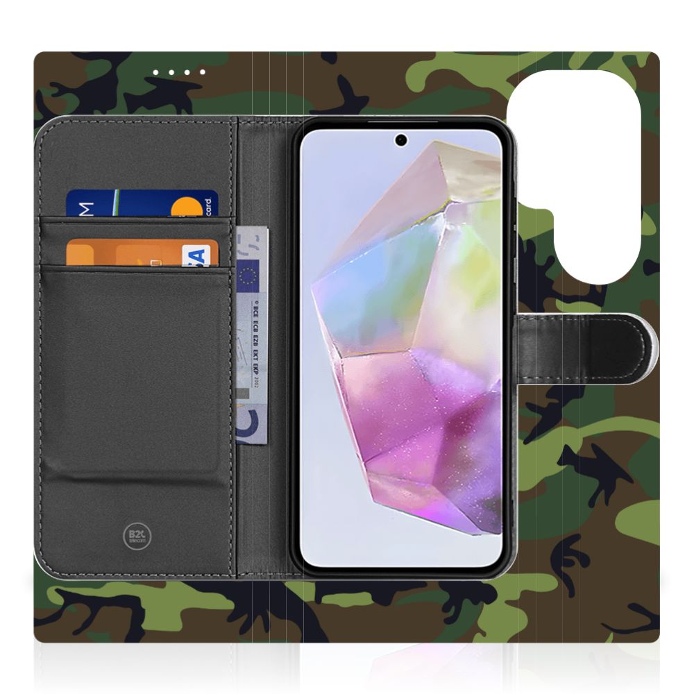 Samsung Galaxy A36 Telefoon Hoesje Geruit camouflage design bookcase aanzicht