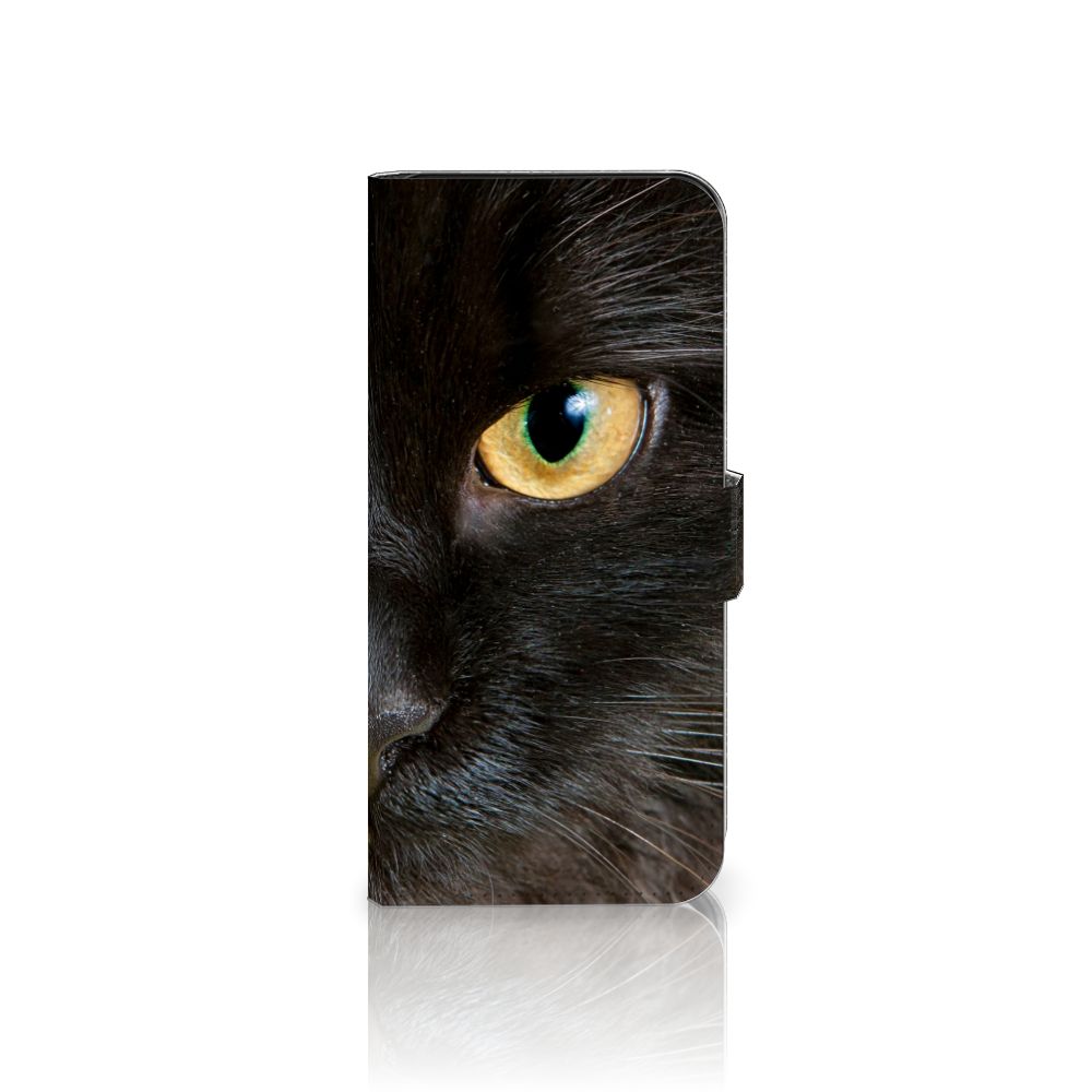 Samsung Galaxy A36 Telefoonhoesje met Pasjes Zwarte Kat design zwarte kat aanzicht