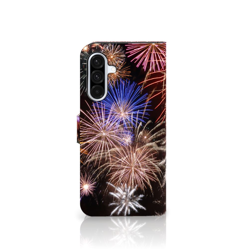Samsung Galaxy A36 Wallet Case met Pasjes Vuurwerk siervuurwerk print achteraanzicht