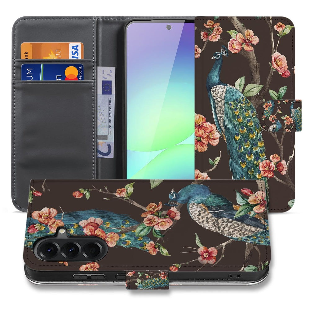 Samsung Galaxy A37 Book Case Hoesje Pauw Bloemen Print