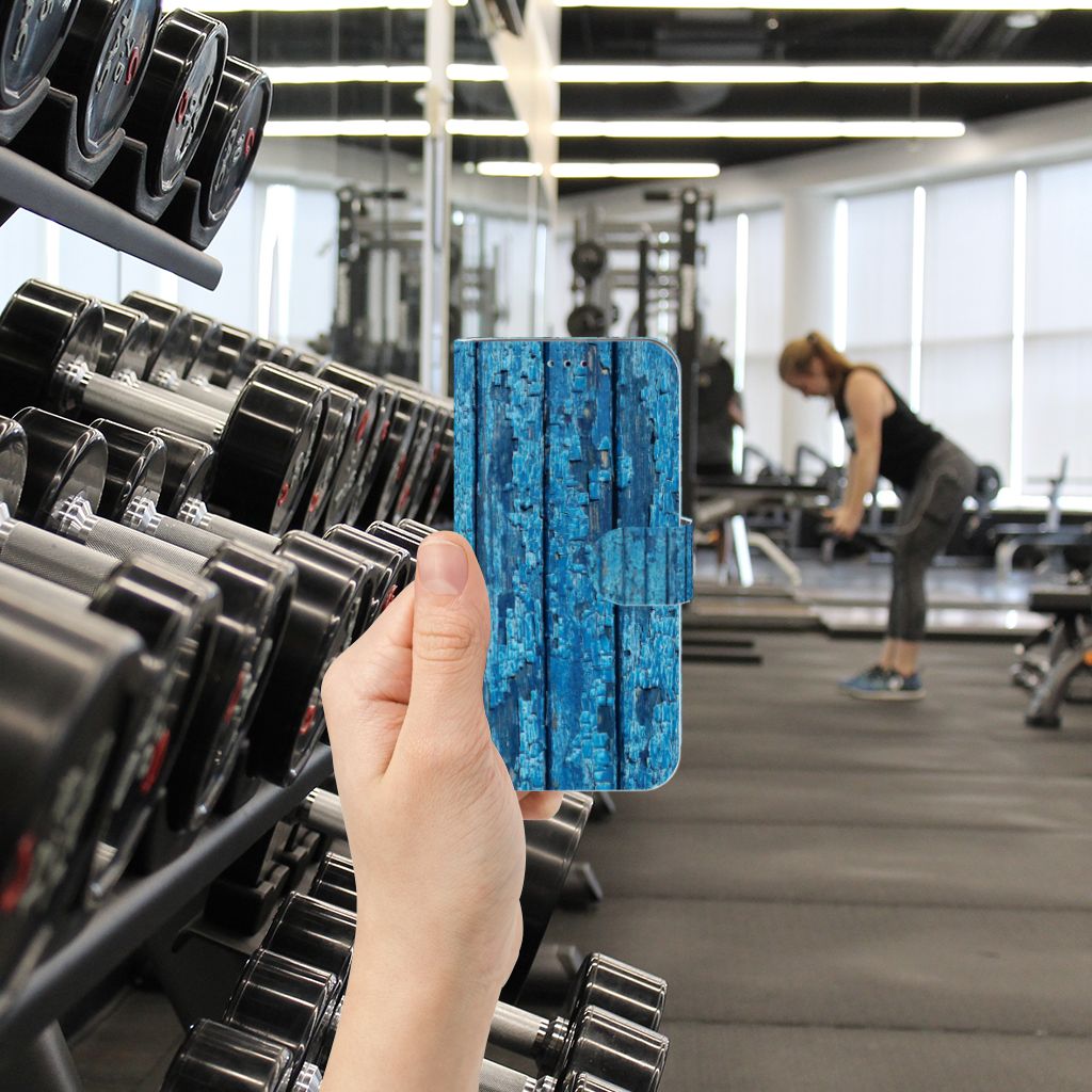 Samsung Galaxy A40 Book Style Case Wood Blue