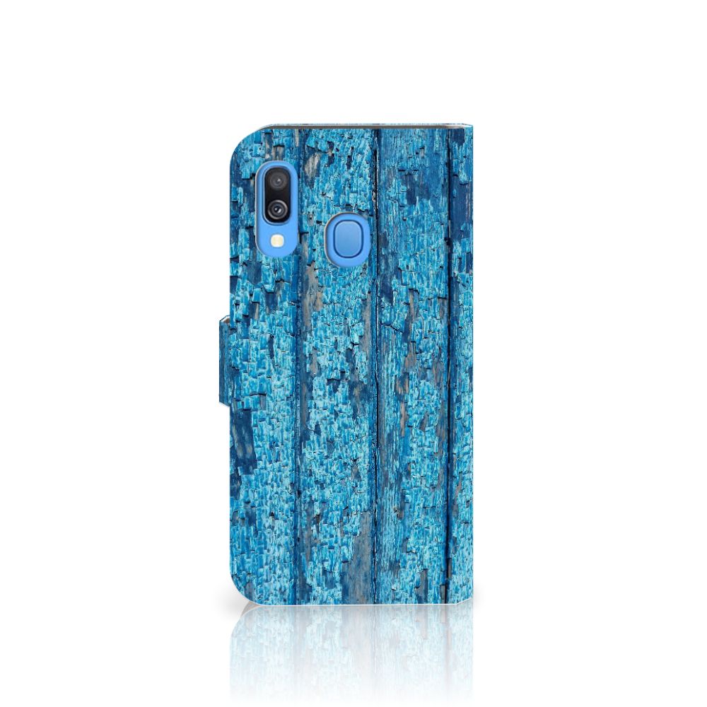 Samsung Galaxy A40 Book Style Case Wood Blue