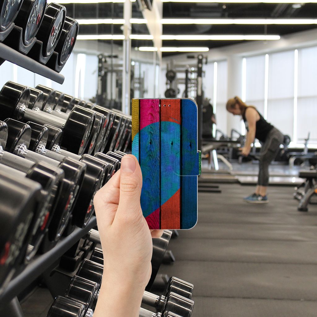 Samsung Galaxy A40 Book Style Case Wood Heart - Cadeau voor je Vriend