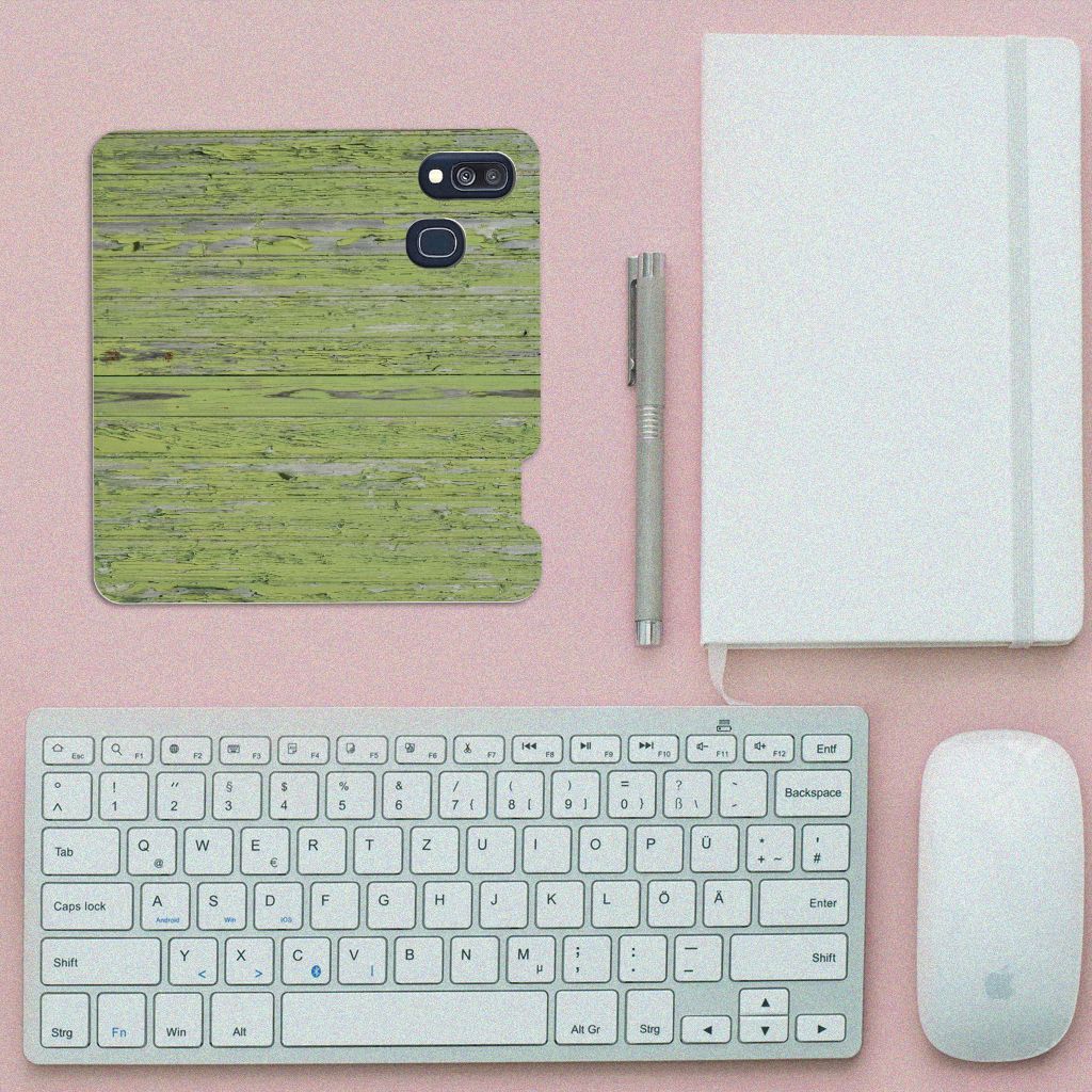 Samsung Galaxy A40 Book Wallet Case Green Wood