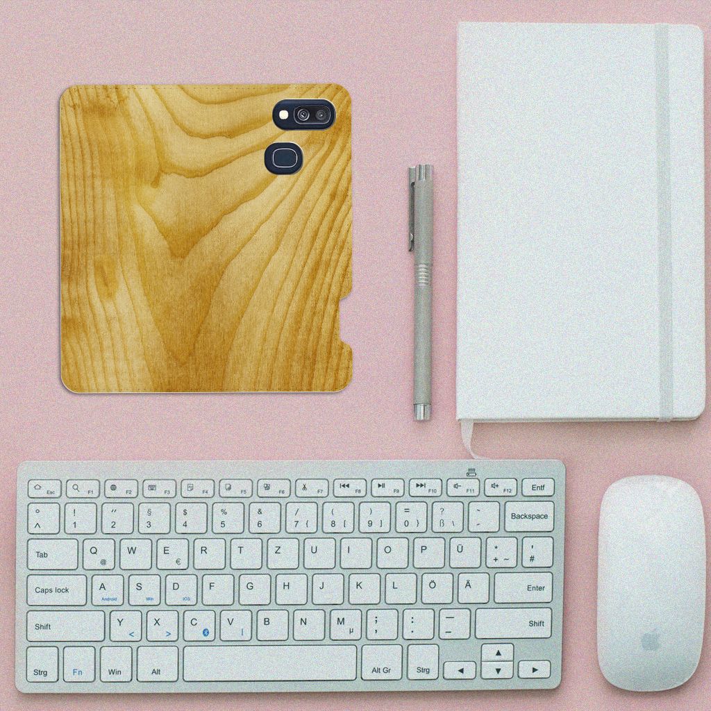 Samsung Galaxy A40 Book Wallet Case Licht Hout