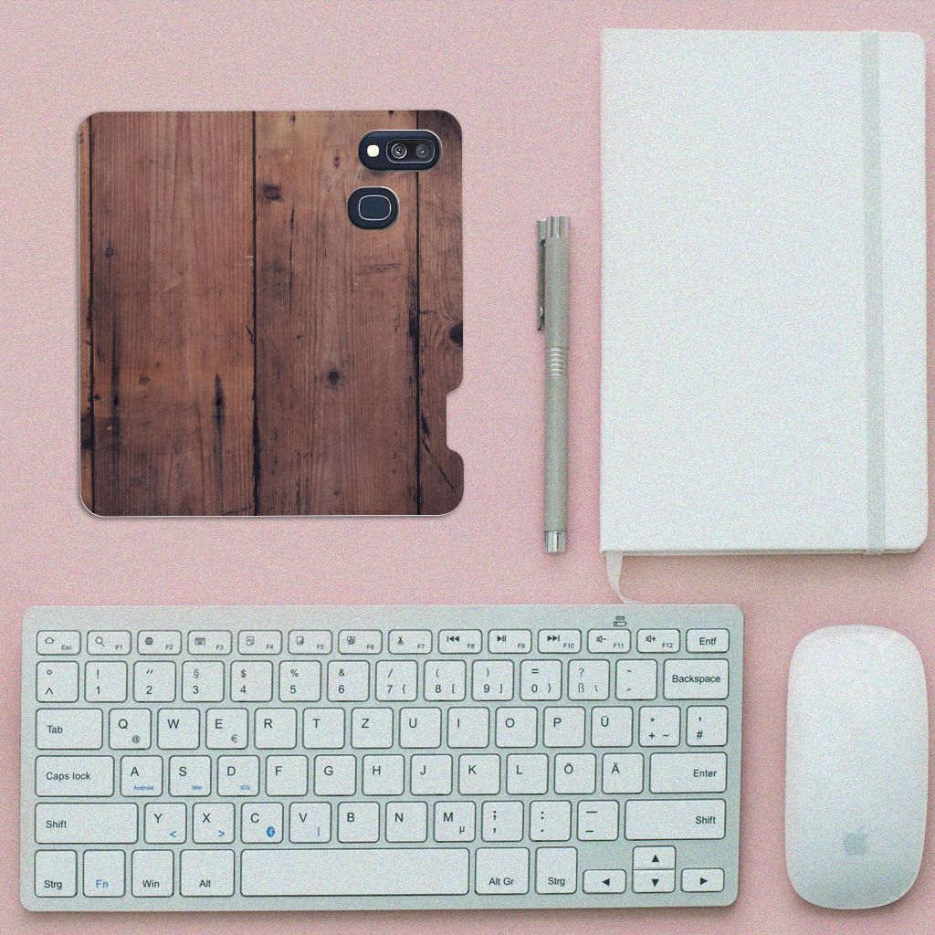 Samsung Galaxy A40 Book Wallet Case Old Wood