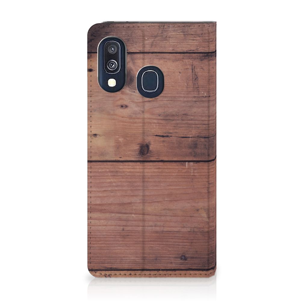 Samsung Galaxy A40 Book Wallet Case Old Wood