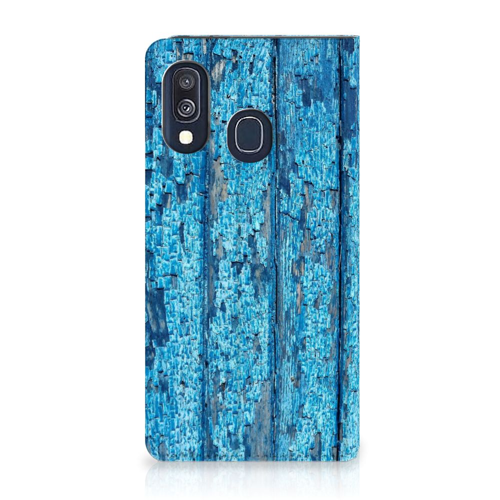 Samsung Galaxy A40 Book Wallet Case Wood Blue