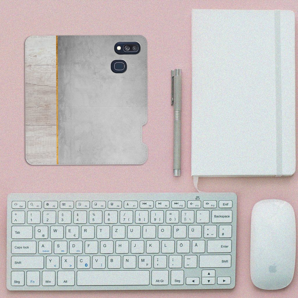 Samsung Galaxy A40 Book Wallet Case Wood Concrete